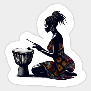 Afrocentric Woman Drum Sticker